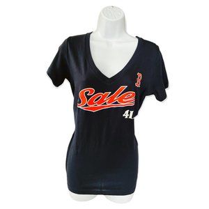 Women's Official Boston Red Sox Chris Sale Navy Name & Number V-Neck T-Shirt NWT